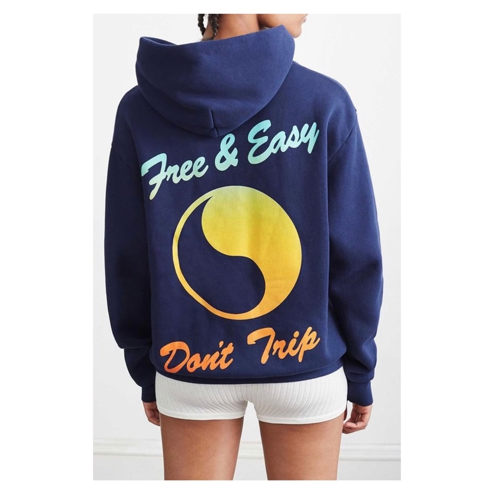 Free & Easy Los Angeles Navy Blue Don’t Trip Sunset Hoodie Premium Heavy Fleece